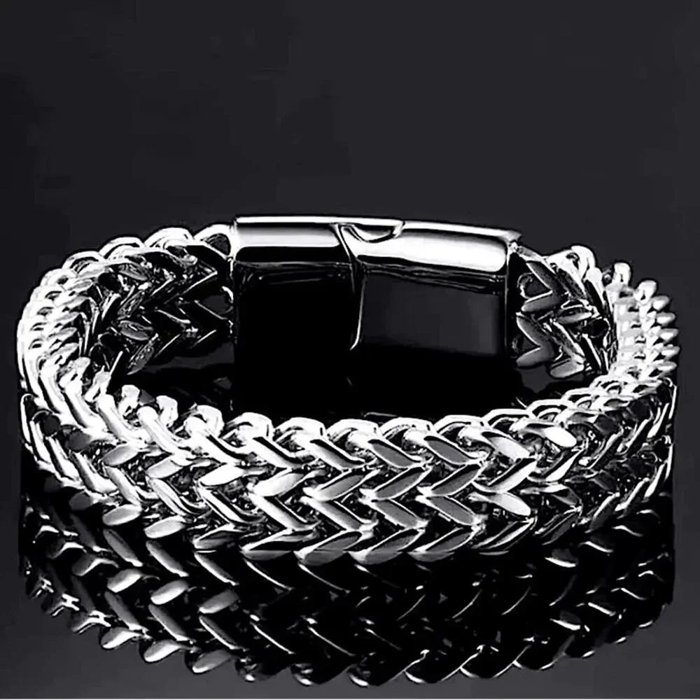 Stainless Steel Cuban Chain Magnetic Closure Hip Hop Bracelet